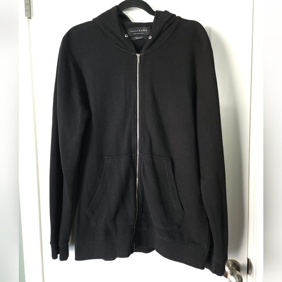 Zara Other - Zara Black Waffle Hoodie Zip Up Sweater Size XXL